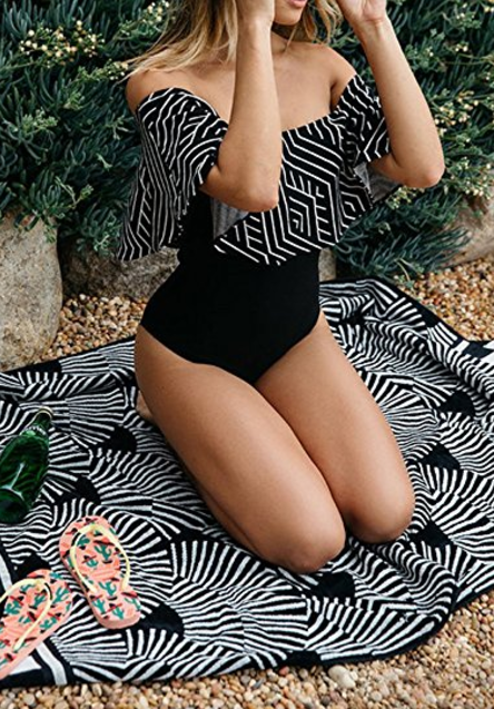 Kimbala Off Shoulder Ruffle Flounce Bikini African Tube Swimsuit