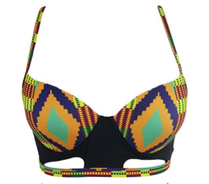 Malia African Geometric Print Bikini Top