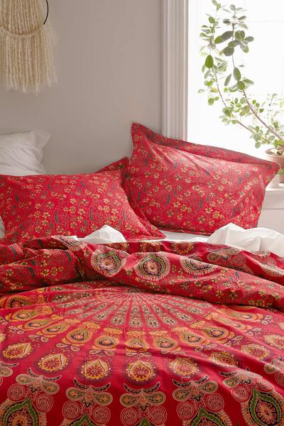 Savannah Red Mandala Bohemian Bedding Duvet Cover Set
