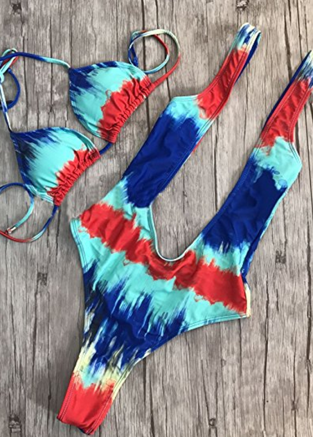Zeina Women’s One-piece Swimsuit Halter Triangle Bikini - 7 Colors