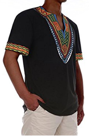 Khari Men's African Print Dashiki T-Shirt Top