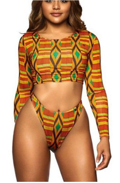 Nala African Print High Waist Bikini Thong